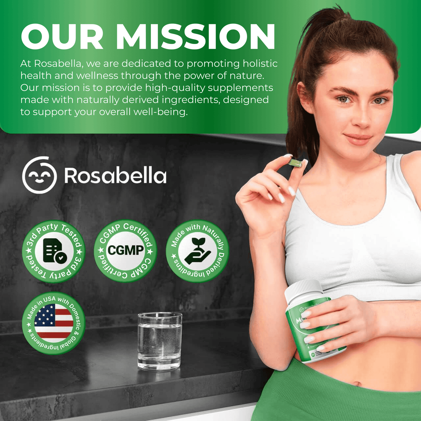 Rosabella Moringa Capsules - Pure Moringa Powder, Energy, Skin, Immune & Gut Health Superfood, Rich in Antioxidants, Essential Vitamins & Amino Acids, Natural Green Superfood Supplement